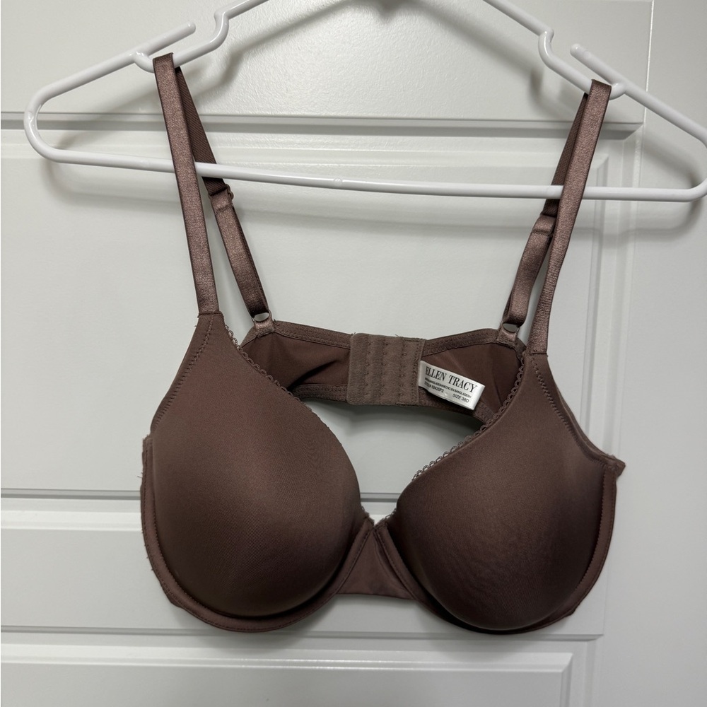 Ellen Tracy Women's Brown Bra 38D Padding Underwire Smooth Silhouette